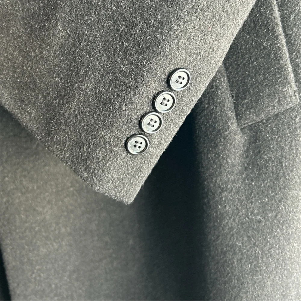 Grant Thomas Lord & Taylor Men's Dark Gray Wool Cashmere Overcoat Size 46L